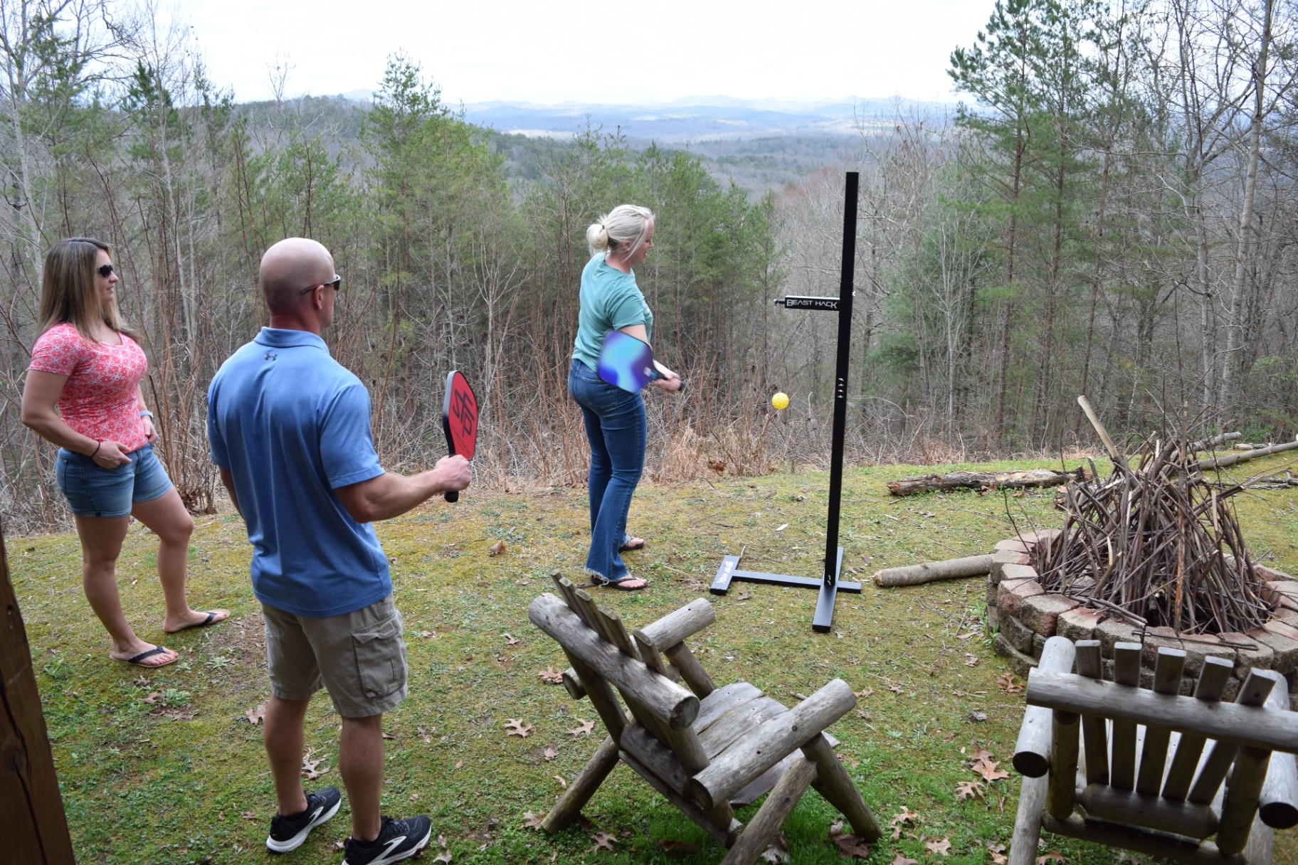 PicklePost Pro XL standalone portable trainer in action
