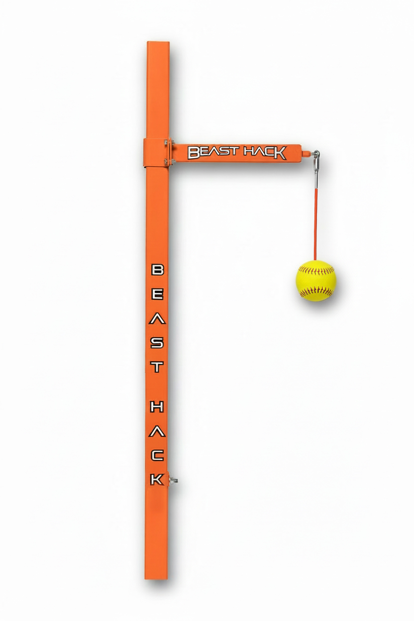 Beast Hack® Softball Permanent Hitting Station with modular upright and ball assembly for park installation